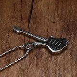 Vnox Trendy Guitar Necklace Pendant Free 24inch Chain Stainless Steel Punk Rock Music Jewelry-FOREVER KRN