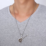 Vnox Trendy Guitar Necklace Pendant Free 24inch Chain Stainless Steel Punk Rock Music Jewelry-FOREVER KRN