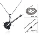 Vnox Trendy Guitar Necklace Pendant Free 24inch Chain Stainless Steel Punk Rock Music Jewelry-FOREVER KRN