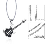 Vnox Trendy Guitar Necklace Pendant Free 24inch Chain Stainless Steel Punk Rock Music Jewelry-FOREVER KRN