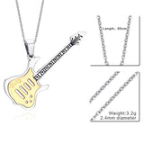 Vnox Trendy Guitar Necklace Pendant Free 24inch Chain Stainless Steel Punk Rock Music Jewelry-FOREVER KRN
