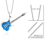 Vnox Trendy Guitar Necklace Pendant Free 24inch Chain Stainless Steel Punk Rock Music Jewelry-FOREVER KRN