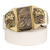 Fashion male leather belt lighter metal buckle belts Kerosene lighter belt punk rock style indians eagle show belt gift for men