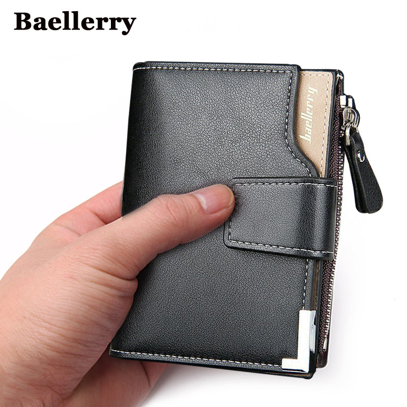 Luxury Wallets Double Zipper Leather Male Purse Business Men Long Wallet  Designer Brand Mens Clutch Handy Bag carteira Masculina
