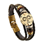 12 Constellations Bracelet 2017 New Fashion Jewelry Leather Bracelet Men Casual Personality Zodiac Signs Punk Bracelet XY160496-BRACELETS-FOREVER KRN