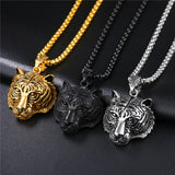 LINSOIR 2017 Gothic Punk Antique Gold/Black Plated Stainless Steel Tiger Necklace for men Hip Hop Animal Necklace Male Jewelry