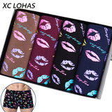 4pcs/lot High Quality Print Underwear Men Boxer Shorts Fashion Mid Waist U Convex Pouch Boxers Sexy Comfort Cueca Men Trunks-BOXER-FOREVER KRN