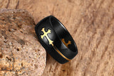 Vnox Separable Cross Ring for Men Woman Black Color Stainless Steel Cool Male Design Jewelry-ANILLOS-FOREVER KRN