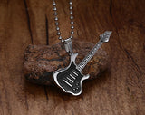 Vnox Trendy Guitar Necklace Pendant Free 24inch Chain Stainless Steel Punk Rock Music Jewelry-FOREVER KRN