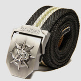 Fashion men's Canvas belt skull Metal tactics woven belt canvas belt Casual pants Cool wild gift for men belts Skull large size-CINTURONES-FOREVER KRN