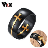 Vnox Separable Cross Ring for Men Woman Black Color Stainless Steel Cool Male Design Jewelry-ANILLOS-FOREVER KRN