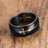 Vnox Separable Cross Ring for Men Woman Black Color Stainless Steel Cool Male Design Jewelry-ANILLOS-FOREVER KRN