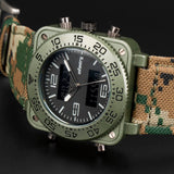 INFANTRY Mens Quartz-watches Military Army Digital Sport Watches Camouflage Leather Square Watches Dual Core Relogios Masculinos