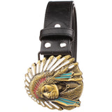 Fashion men belt west cowboy belt for men punk rock belts exaggerated style indian chief head Men's leather belt hip hop girdle