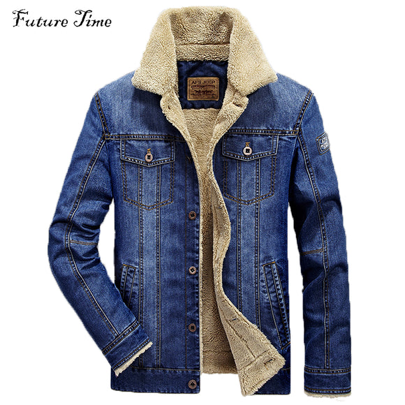 M-4XL men jacket and coats brand clothing denim jacket Fashion mens jeans jacket thick warm winter outwear male cowboy YF055