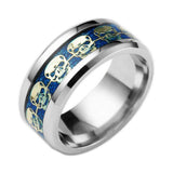 Fashion Rings For Men Gift Mens Jewelry Never Fade Stainless Steel Skull Ring Gold Filled Blue Black Skeleton Pattern Man Biker-ANILLOS-FOREVER KRN