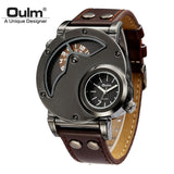 Oulm Watch Man Quartz Watches Top Brand Luxury Leather Strap Military Sport Wristwatch Male Clock relogio masculino-WATCHS-FOREVER KRN