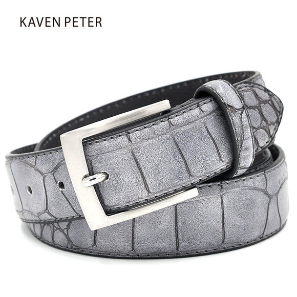 Mens Fashion Waist Belts Faux Crocodile Pattern Belts With Split Leather Luxury Crocodile Belt Men Designer Accessories Belts