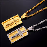 Collare Cross Necklaces & Pendants Men Jewelry Gold Color Stainless Steel Spanish Bible Pendant Wholesale Christian Jewelry P951