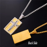 Collare Cross Necklaces & Pendants Men Jewelry Gold Color Stainless Steel Spanish Bible Pendant Wholesale Christian Jewelry P951