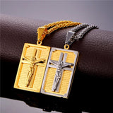 Collare Cross Necklaces & Pendants Men Jewelry Gold Color Stainless Steel Spanish Bible Pendant Wholesale Christian Jewelry P951