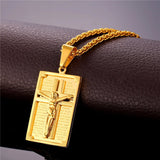 Collare Cross Necklaces & Pendants Men Jewelry Gold Color Stainless Steel Spanish Bible Pendant Wholesale Christian Jewelry P951