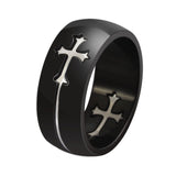 Vnox Separable Cross Ring for Men Woman Black Color Stainless Steel Cool Male Design Jewelry-ANILLOS-FOREVER KRN