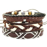 1 Set 4PCS leather bracelet Men's multi-layer bead-BRACELETS-FOREVER KRN