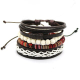 1 Set 4PCS leather bracelet Men's multi-layer bead-BRACELETS-FOREVER KRN