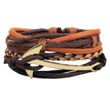 1 Set 4PCS leather bracelet Men's multi-layer bead-BRACELETS-FOREVER KRN