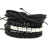 1 Set 4PCS leather bracelet Men's multi-layer bead-BRACELETS-FOREVER KRN