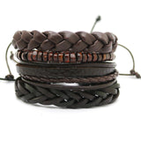 1 Set 4PCS leather bracelet Men's multi-layer bead-BRACELETS-FOREVER KRN