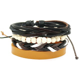 1 Set 4PCS leather bracelet Men's multi-layer bead-BRACELETS-FOREVER KRN