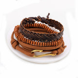 1 Set 4PCS leather bracelet Men's multi-layer bead-BRACELETS-FOREVER KRN