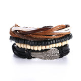 1 Set 4PCS leather bracelet Men's multi-layer bead-BRACELETS-FOREVER KRN