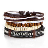 1 Set 4PCS leather bracelet Men's multi-layer bead-BRACELETS-FOREVER KRN