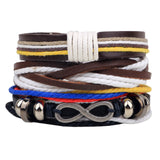 1 Set 4PCS leather bracelet Men's multi-layer bead-BRACELETS-FOREVER KRN