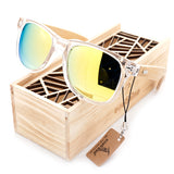 BOBO BIRD Clear Color Wood Bamboo Sunglasses Women's Bamboo Polarized Sunglasses With UV 400 Protection