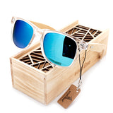 BOBO BIRD Clear Color Wood Bamboo Sunglasses Women's Bamboo Polarized Sunglasses With UV 400 Protection