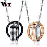 Vnox Endless love couple necklace pendant stainless steel double loop couples for wedding christmas jewelry-FOREVER KRN