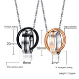 Vnox Endless love couple necklace pendant stainless steel double loop couples for wedding christmas jewelry-FOREVER KRN