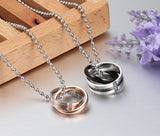 Vnox Endless love couple necklace pendant stainless steel double loop couples for wedding christmas jewelry-FOREVER KRN