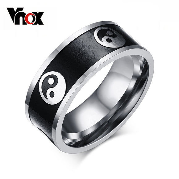 Vnox Vintage Style Men's Ring Stainless Steel Men Jewelry Chinese Taoism Taiji Rings for Men-ANILLOS-FOREVER KRN