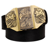 Fashion male leather belt lighter metal buckle belts Kerosene lighter belt punk rock style indians eagle show belt gift for men