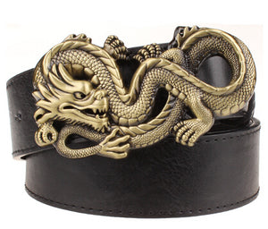 Fashion men's leather belt Dragon totem punk rock style heavy metal buckle wild Hip hop Belt Chinese dragon belt for Men gift