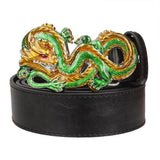 Fashion men's leather belt Dragon totem punk rock style heavy metal buckle wild Hip hop Belt Chinese dragon belt for Men gift