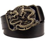 Fashion men's leather belt Dragon totem punk rock style heavy metal buckle wild Hip hop Belt Chinese dragon belt for Men gift