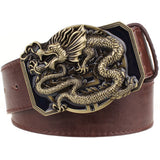 Fashion men's leather belt Dragon totem punk rock style heavy metal buckle wild Hip hop Belt Chinese dragon belt for Men gift