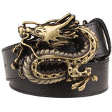 Fashion men's leather belt Dragon totem punk rock style heavy metal buckle wild Hip hop Belt Chinese dragon belt for Men gift