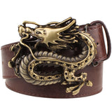 Fashion men's leather belt Dragon totem punk rock style heavy metal buckle wild Hip hop Belt Chinese dragon belt for Men gift